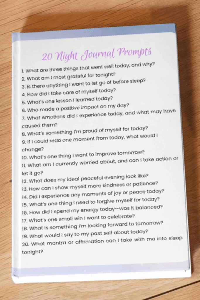Night Journal Prompts free printable