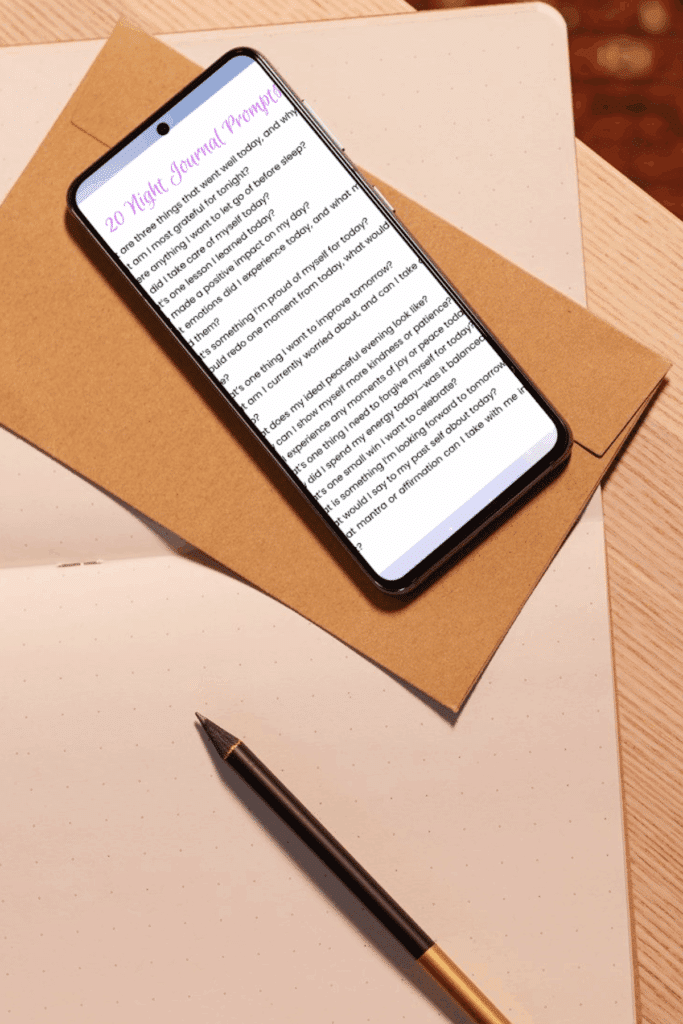 Night Journal Prompts on the phone for bedtime