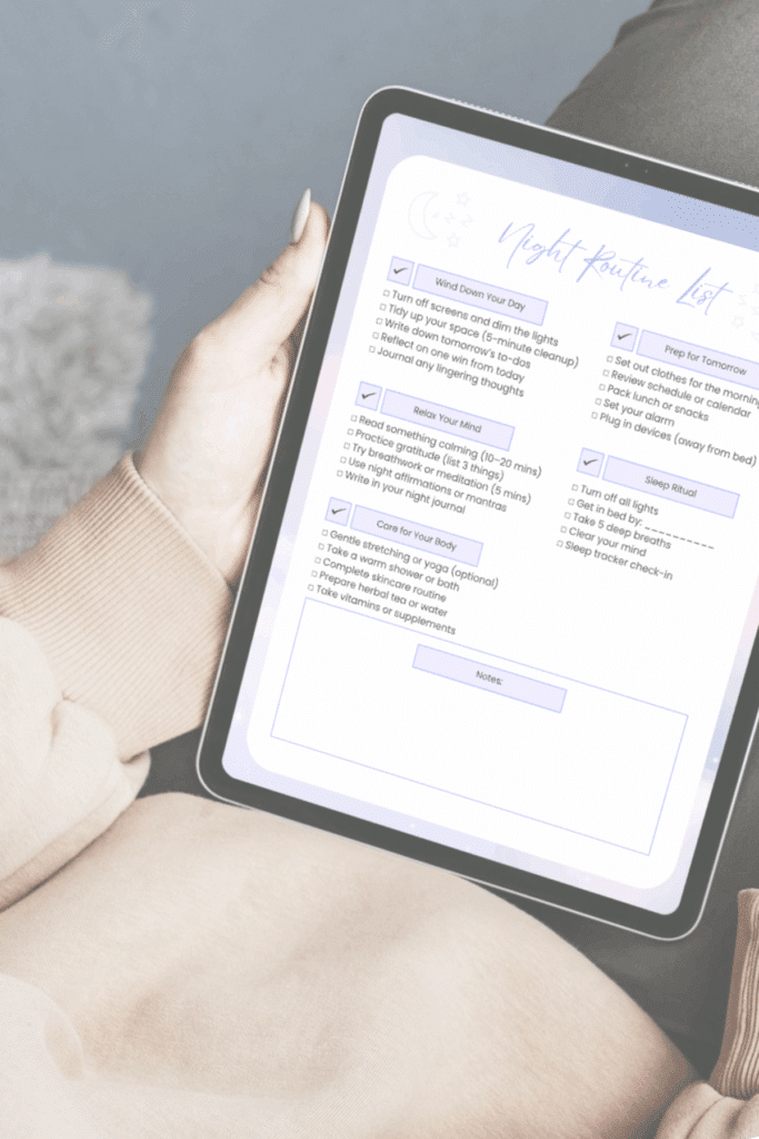 Night Routine List for a sleep routine