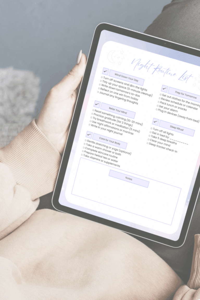 Night Routine List for a sleep routine
