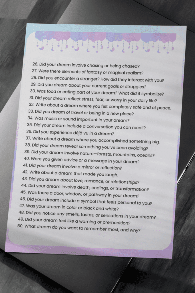 free printable dream journaling Dream Journal Prompts Download