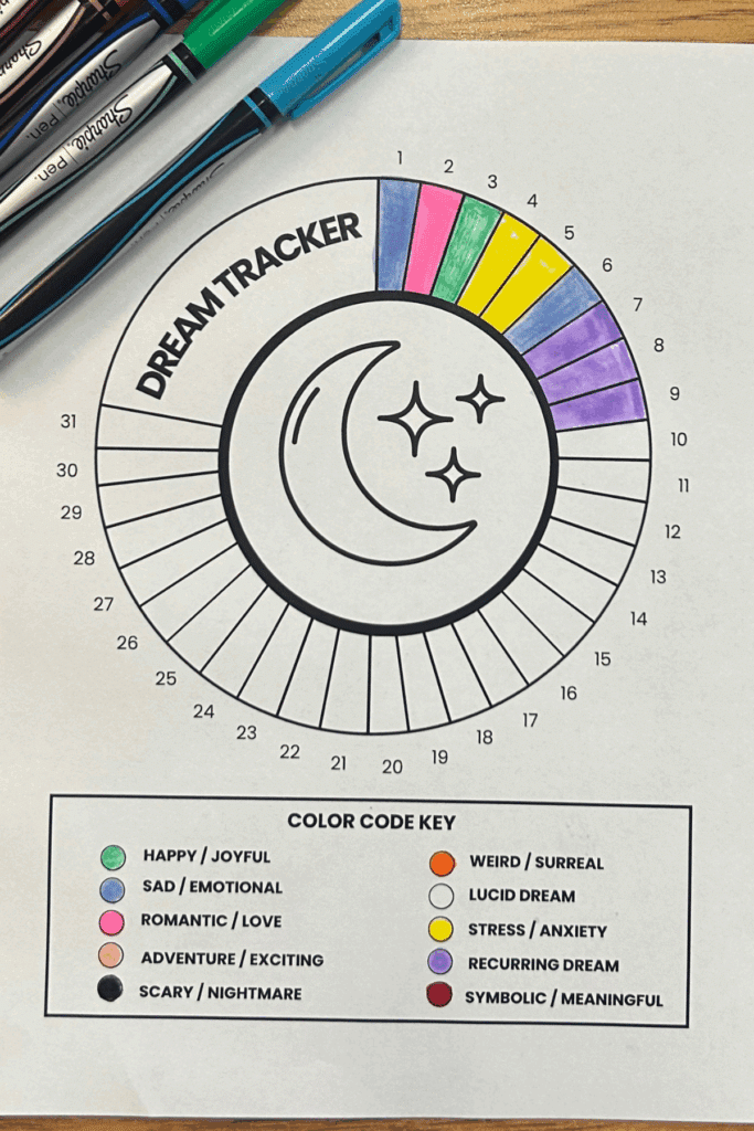 monthly free printable dream tracker coloring page
