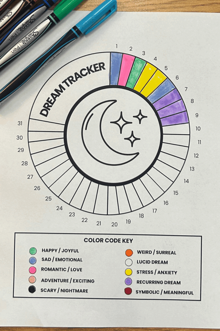 monthly free printable dream tracker coloring page