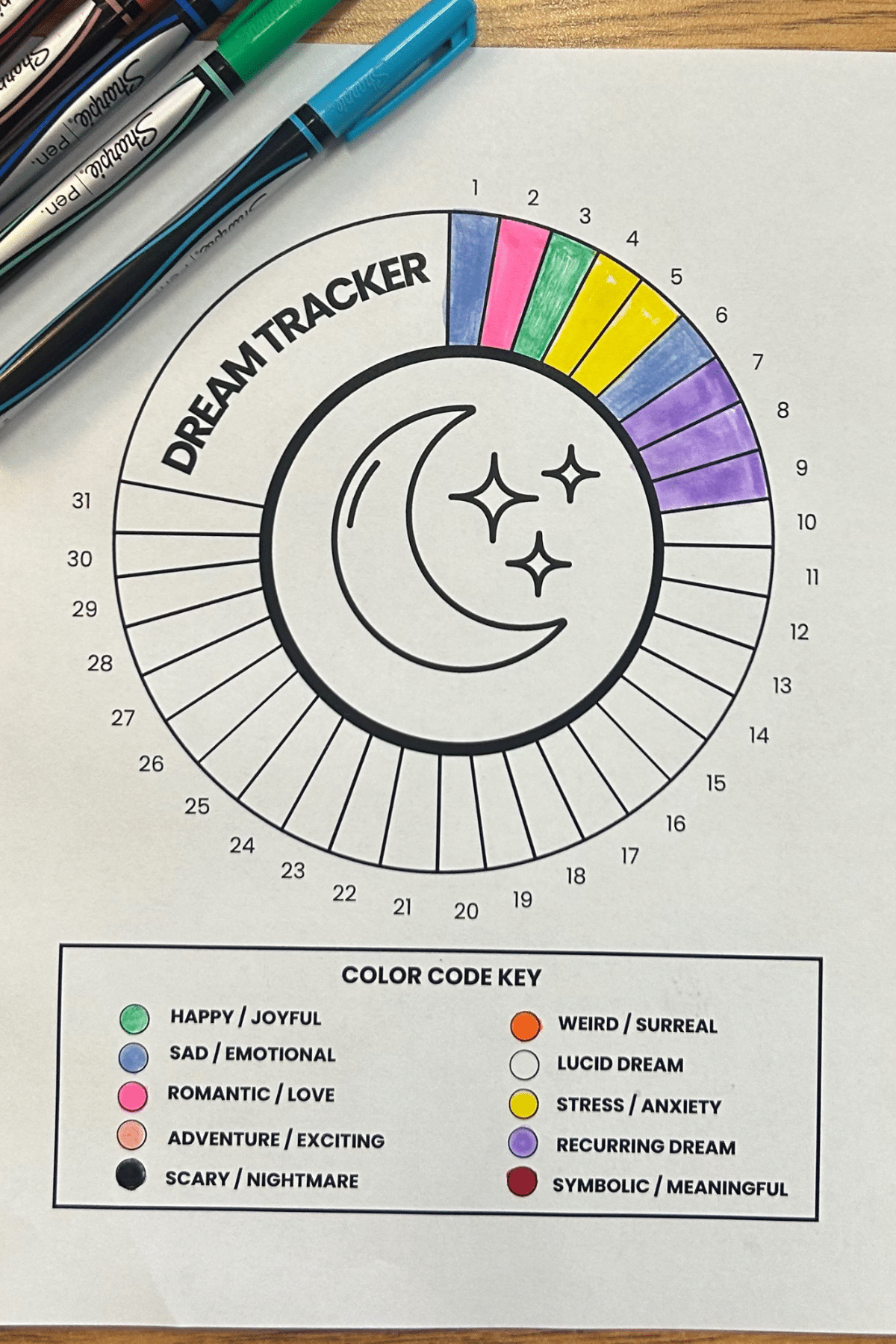 monthly free printable dream tracker coloring page