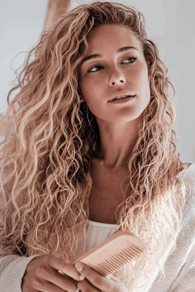 prepping curly hair with moisture