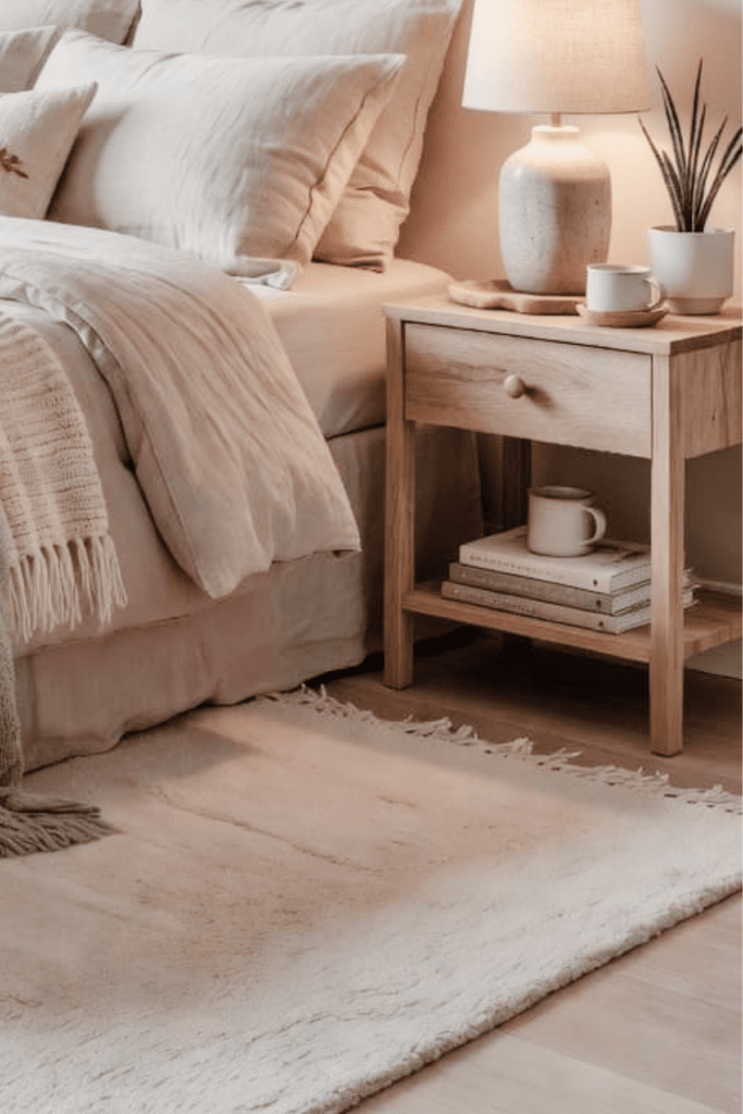 boho bedroom foot of the bed storage