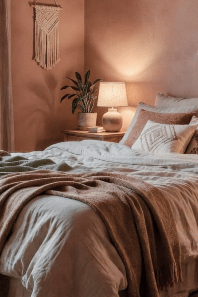 Sleep sanctuary Warm lighting for a boho bedroom cozy feel