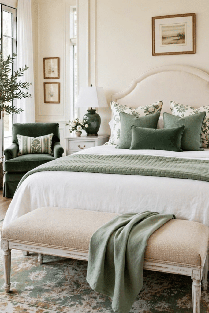 green bedroom chair